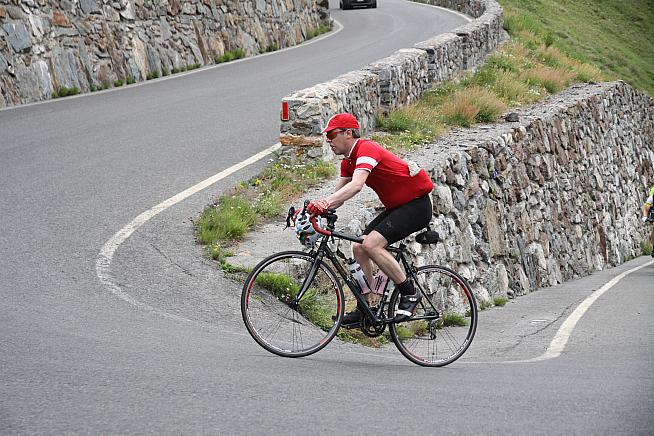 Joe Saumarez Smith climbing the Stelvo Pass in August 2013 (from the Prato Allo Stelvio side).