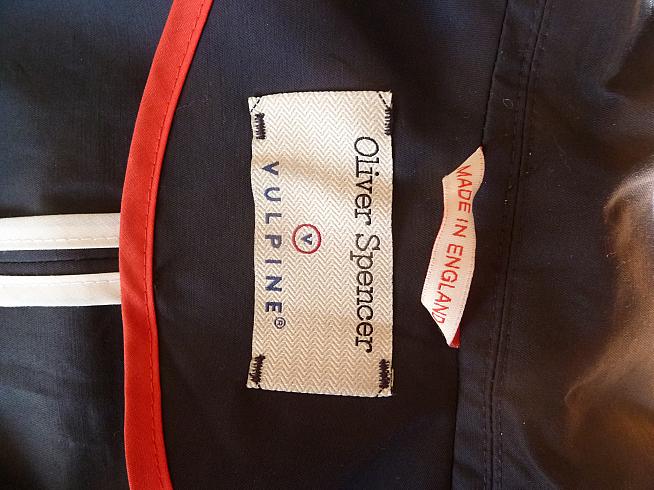 The label of the Vulpine Oliver Spencer jacket.