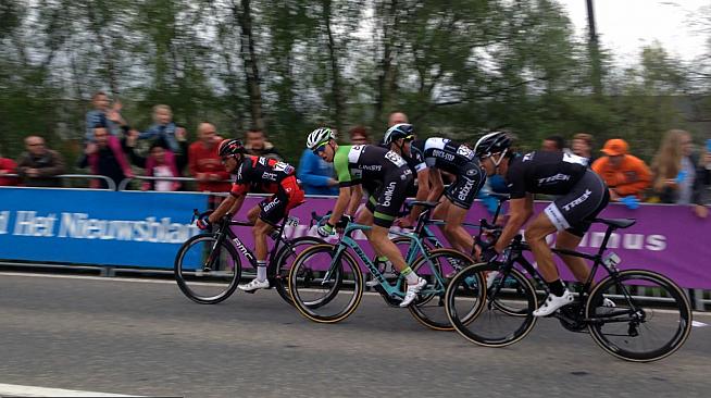 Cancellara launches his winning move on the finish straight in 2014. Photo: Oisin Sands