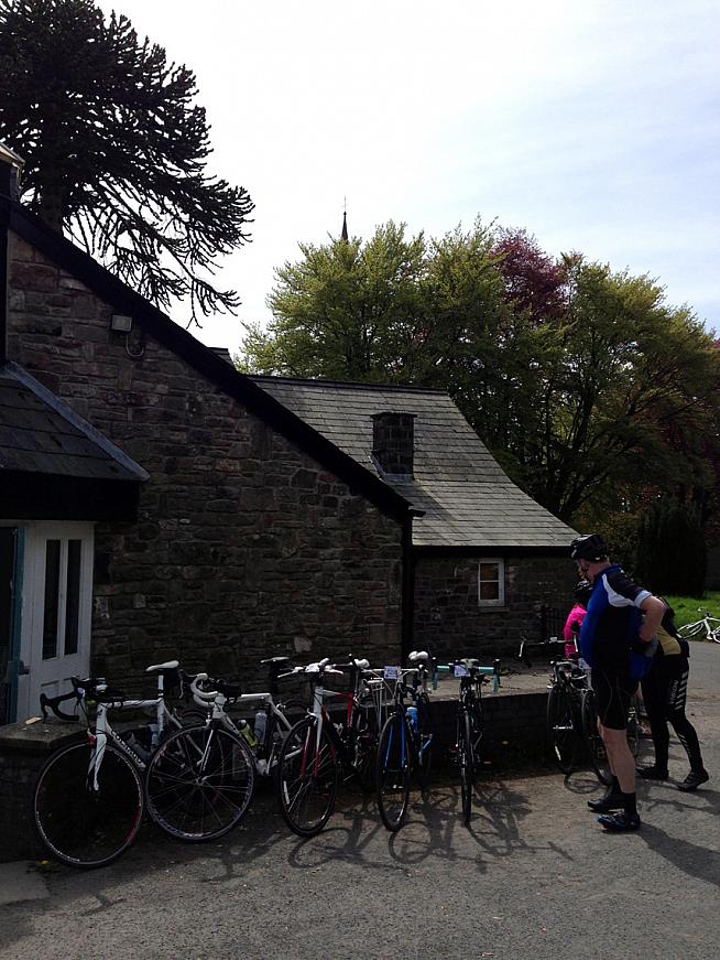 The bikes take a rest at the second food stop