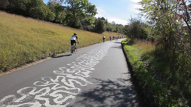 Box Hill: it's not recommended to follow the squiggly line. Photo: UK Cycling Events