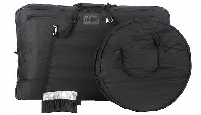 The Brand X padded bike bag comes complete with wheel bags and a tool roll.