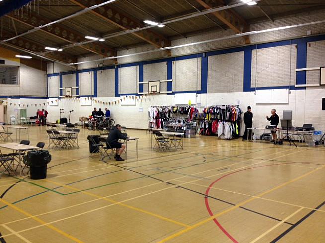 Event HQ in the gym at Tiverton High school provided riders with the luxury of changing rooms and posh coffee.