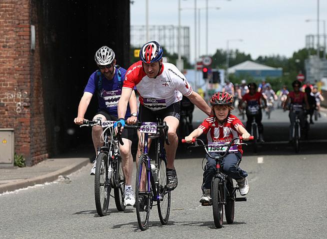Kids ride free this Sunday at the Great Manchester Cycle.
