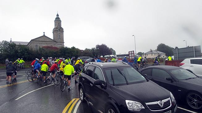 Riders set off under gloomy skies in Hillltown.