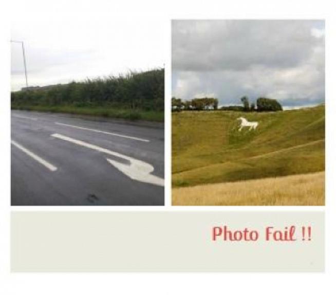 My attempt - left - at shooting the white horse while riding...