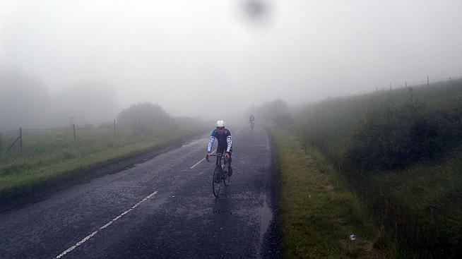 Rolling through the mist near Spelga Dam.