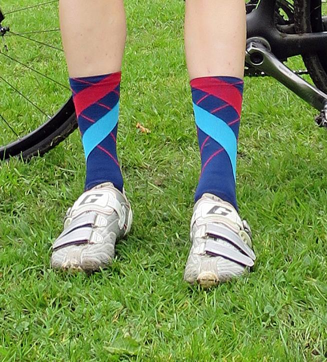 Tartan spotters: the socks feature Rapha Super Cross argyle.