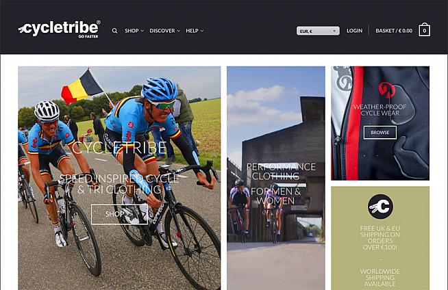 The homepage for new cycling clothing retailer Cycletribe.