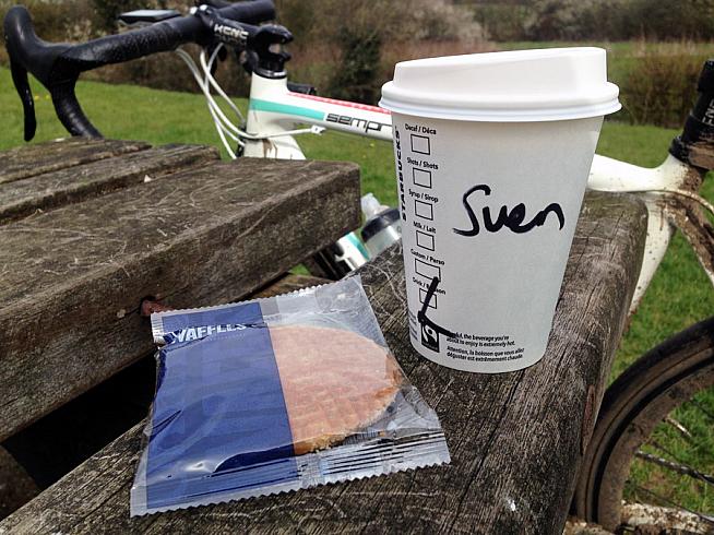 South Mimms Services and a Starbucks tribute to Sven Nys seemed appropriate given the muddy parcours.