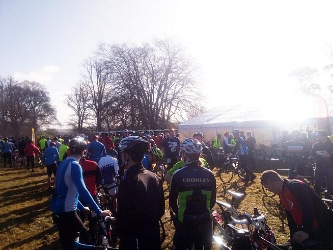 There were long queues for the start of the sportive.