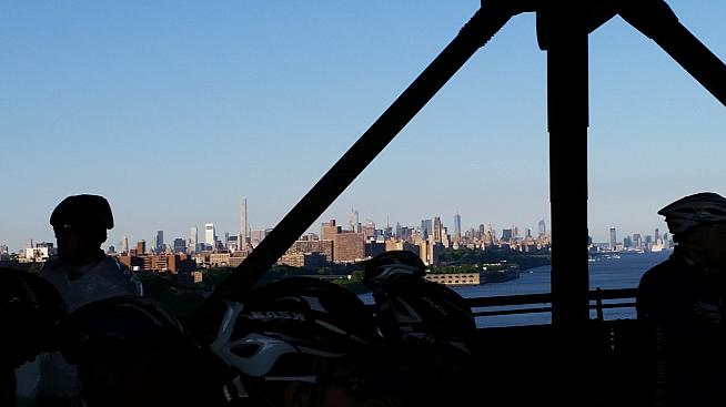 Manhattan is bathed in early morning sun as we wait for the start. Credit: Author