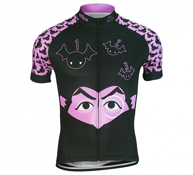 The Count jersey from Brainstorm Gear features wicking material but more importantly a cool vampire design.