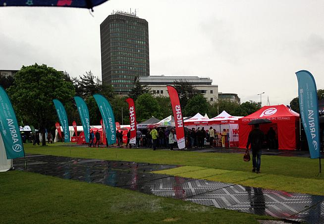 A rainy expo on the day before the ride.