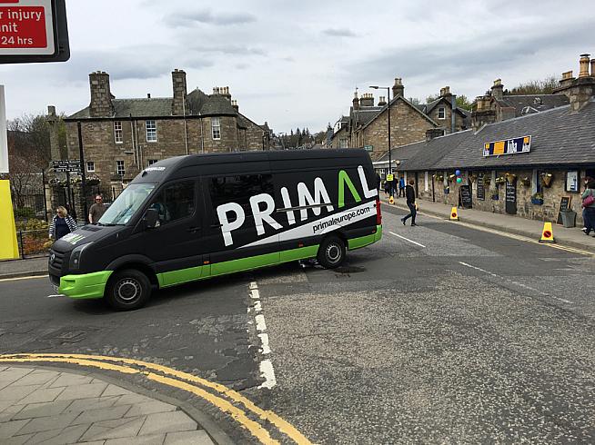 The Primal team bus arrives after a gruelling 12-hour drive from Plymouth.