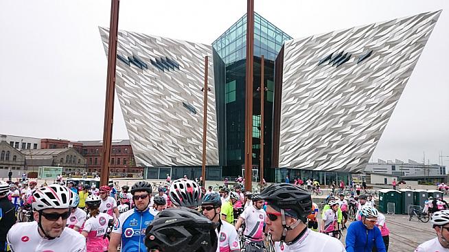 The iconic Titanic Centre hosted the start of the gran fondo.