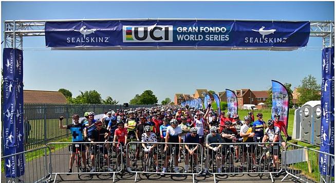 Start line for the 2016 Tour of Cambridgeshire Gran Fondo.