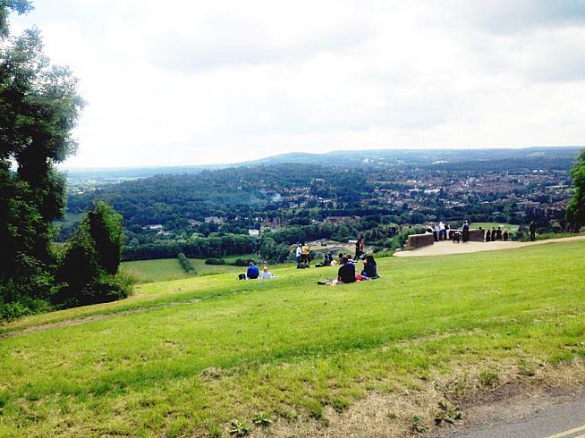 Savouring the views from Box Hill.