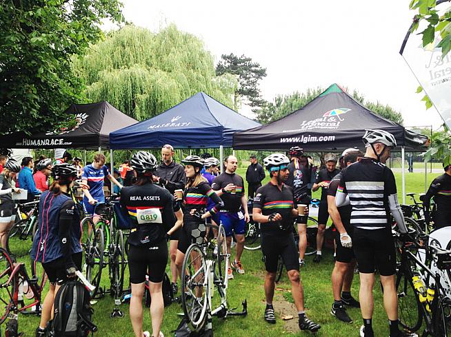 Sponsors' gazebos in Dulwich Park.