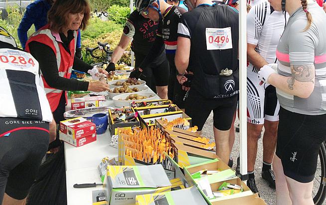 Sportives typically provide feed stops - and managing your nutrition strategy is key on a long ride.