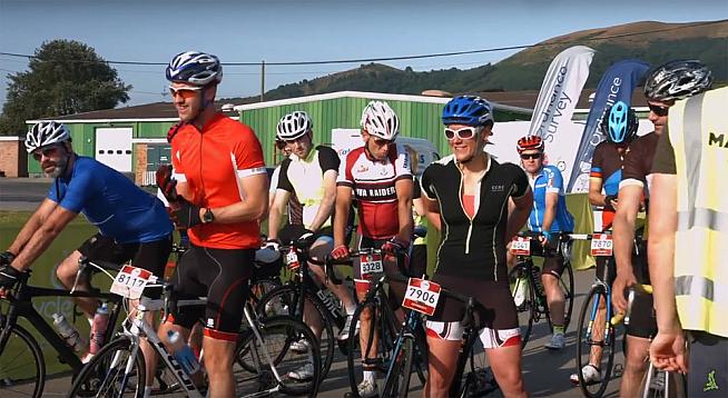 Riders assemble for the start of the Malvern Mad Hatter.