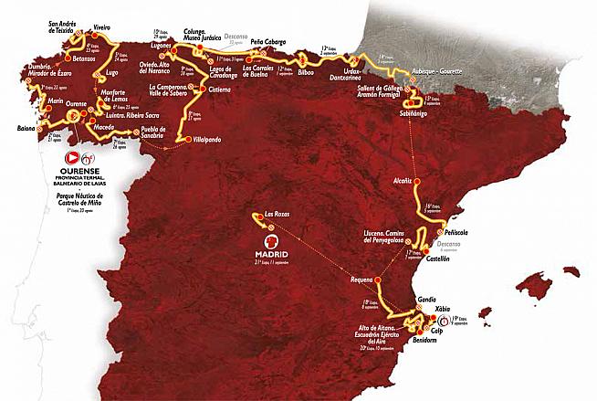 Parcours for the 2016 Vuelta a Espana