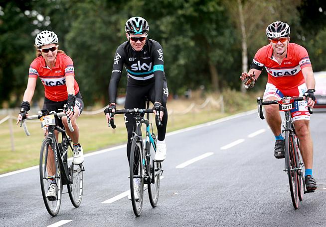 Chris Froome delighted riders by joining them on the route of the L'Etape London sportive on Sunday.