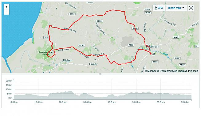 The 72km standard route takes in scenic Norfolk lanes and villages.