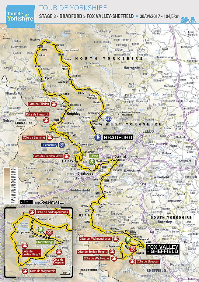 Stage 3 from Bradfield to Sheffield will form the basis for the Tour de Yorkshire Ride sportive route.