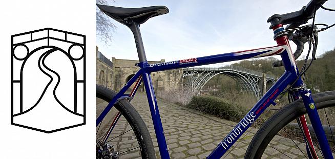 The headbadge for Ironbridge Bicycles features the iconic 1779 bridge after which the brand is named.