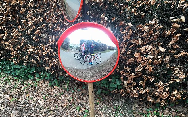 Roadie vanity mirrors along the route. UKCE think of everything.