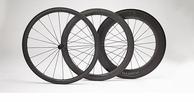 Parcours' three wheelsets - the Grimpeur  Passista and Chrono.