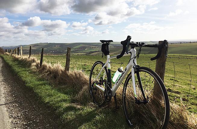 Enjoying a well-earned breather with a view of the South Downs.