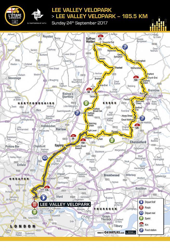 The long route for this year's Etape London will feature three timed sprint sections.