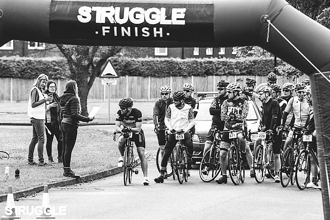 'Keep pedalling until you see this inflatable arch again. Go!'