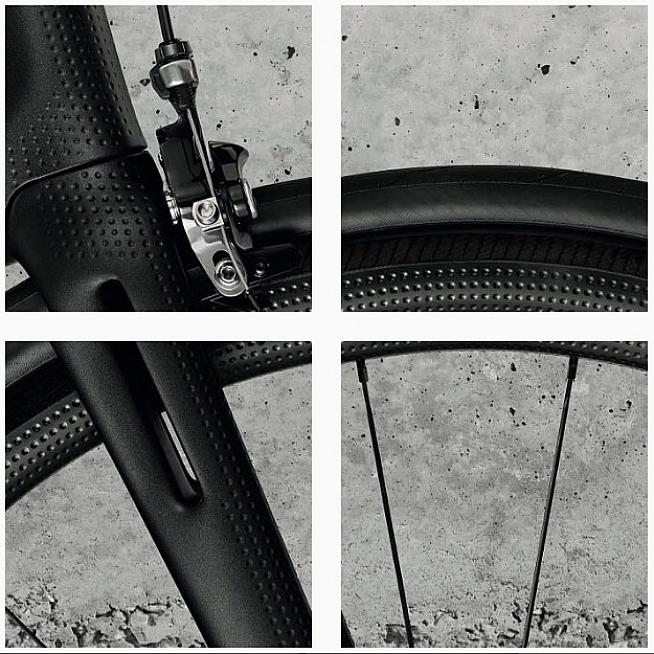 Heroïn claim the dimpled surface on the headtube and wheels offer aerodynamic benefits.