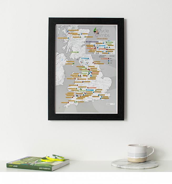 Win a framed UK Cycling Climbs print and chart your uphill progress.