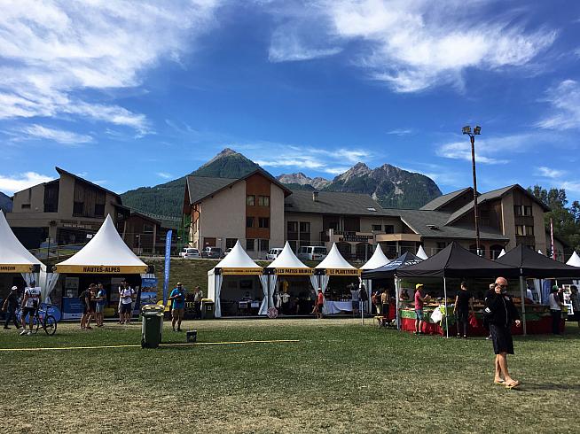 The event village in Briancon on Saturday morning.