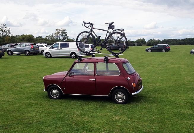 The rest of the week the car goes on the bike's pannier rack.