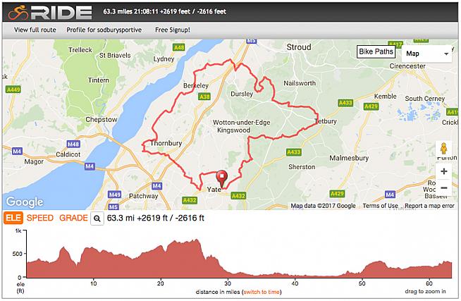 The 60-mile route is the mid-length option on the Saddleback Sodbury Sportive.