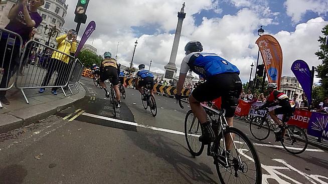 Trafalgar Square and the last turn before the finishing straight.