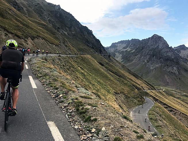 Snaking up the Tourmalet. Photo: Ross McCracken