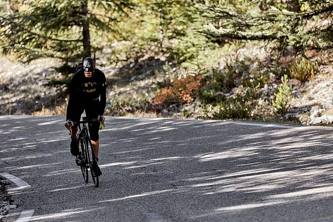 HOLY HEADWIND! EVEN BATMAN STRUGGLES ON VENTOUX. CREDIT: OC SPORTS