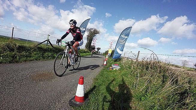 Cresting the summit of Butser Hill on the Wiggle South Downs 100..