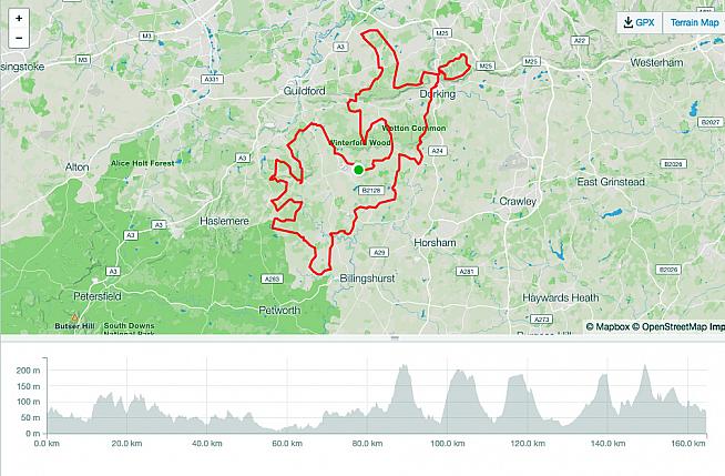 The route profile reveals a back-loaded course with five categorised climbs in the second half.