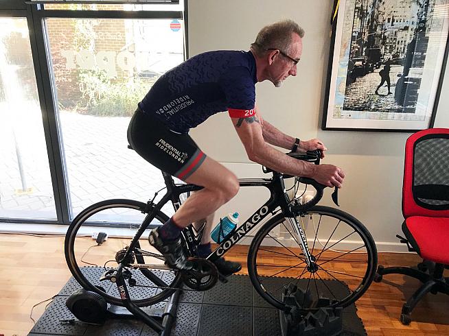 Ross watches me on the turbo to assess my pedalling style and determine the best fit.