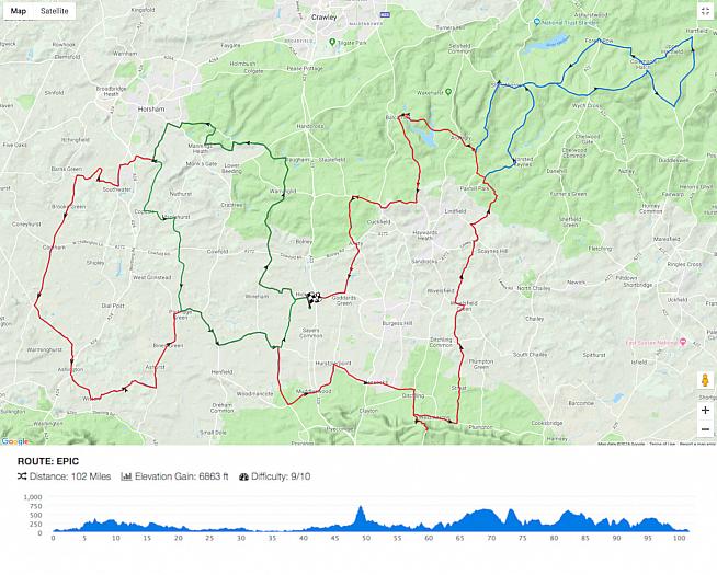 The Epic course for the new Orro Sussex Downs Classic.