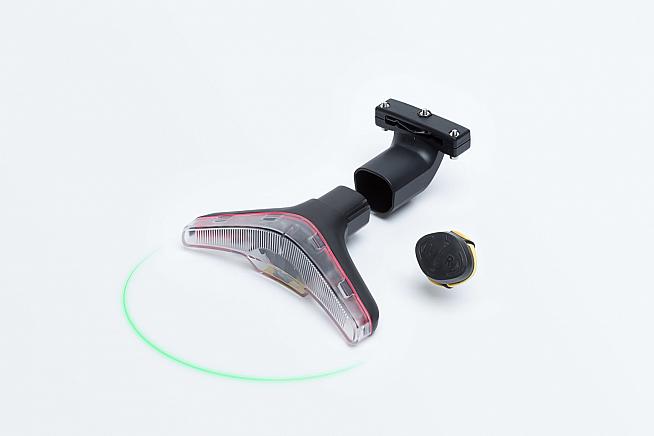 The Blinkers rear light comes with an optional laser that projects an arc on the road around your bike.