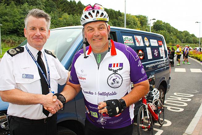 Deputy Chief Constable of Staffordshire Police Nick Baker congratulates Sergeant Steve Marsh.