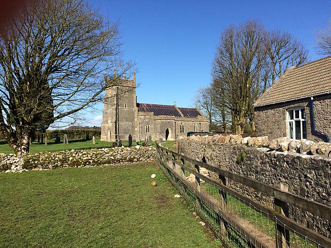 Priddy church - site of the second feed station.